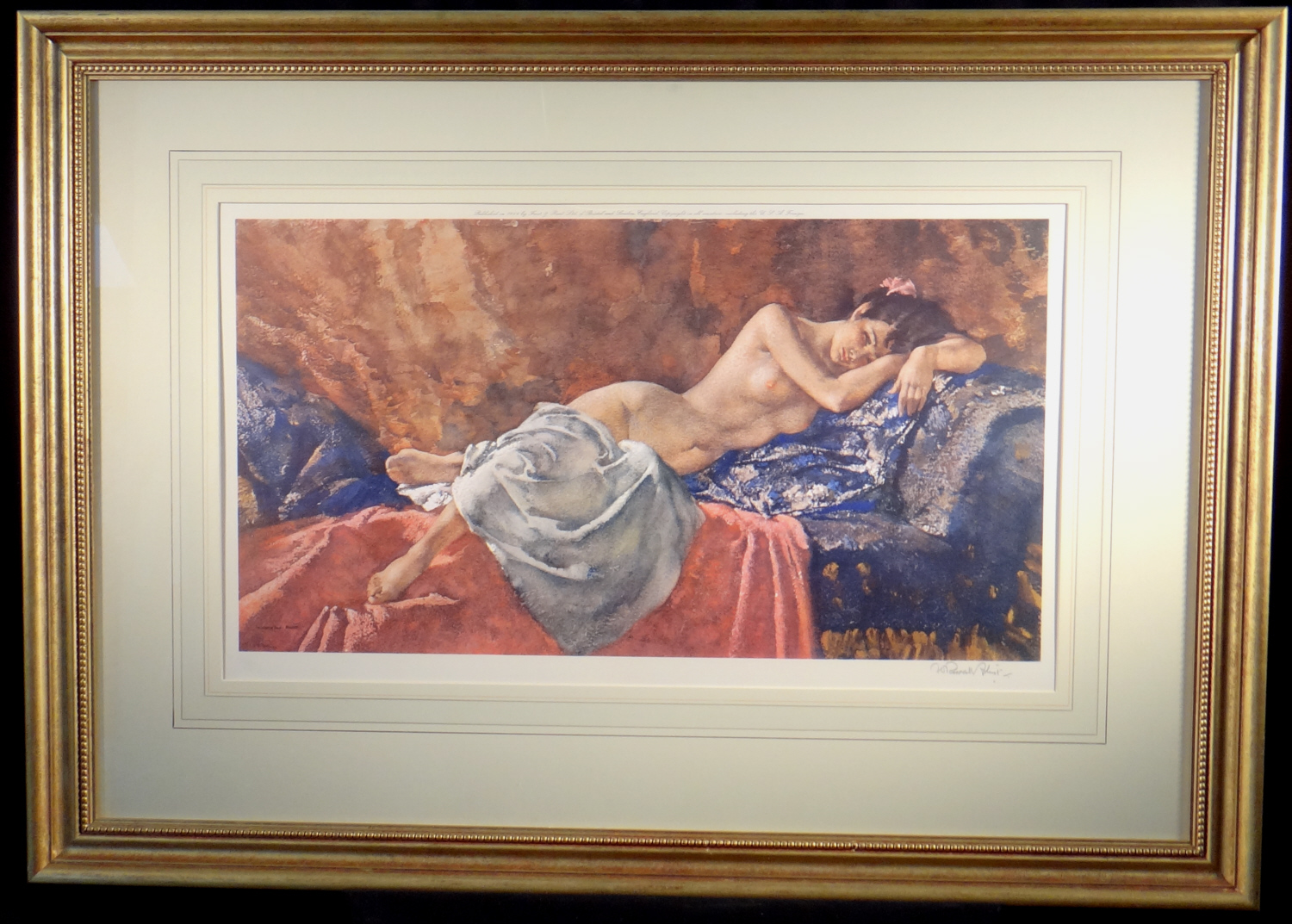russell flint, signed limited edition, Reclining Nude II, print russell flint, Reclining Nude II, print
