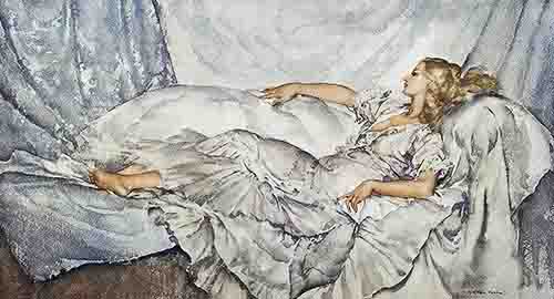 russell flint, the Silver and White, print sir russell flint, the Silver and White, print