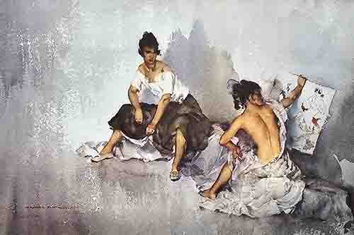 russell flint, subject of two, print