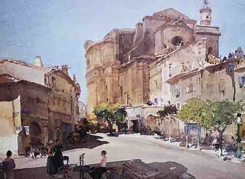 russell flint, Summertime Uzes, print russell flint, Summertime Uzes, print