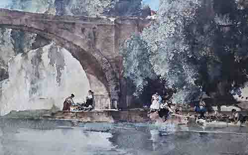 russell flint, The Bridge, Nerac, limited edition print russell flint, The Bridge, Nerac, limited edition print