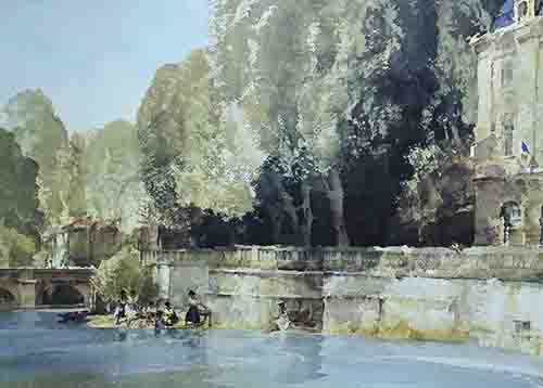 sir russell flint, Under the terrace, Brantome, print sir russell flint, Under the terrace, Brantome, print