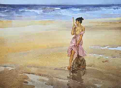 russell flint, The Unsuccessful Shrimper, print russell flint The Unsuccessful Shrimper