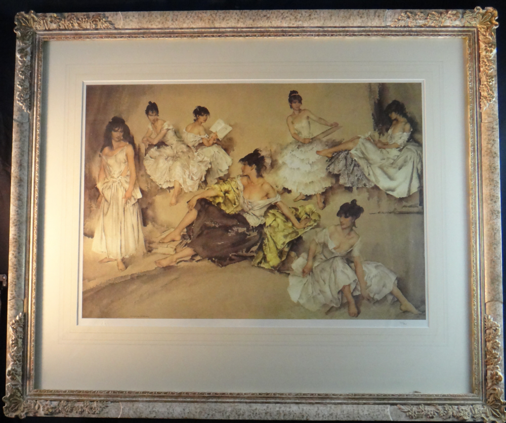 russell flint france, variations III, print, framed